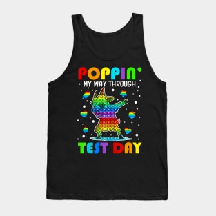 Poppin' My Way Through Test Day Pop It Square Shape Dabbing Tank Top